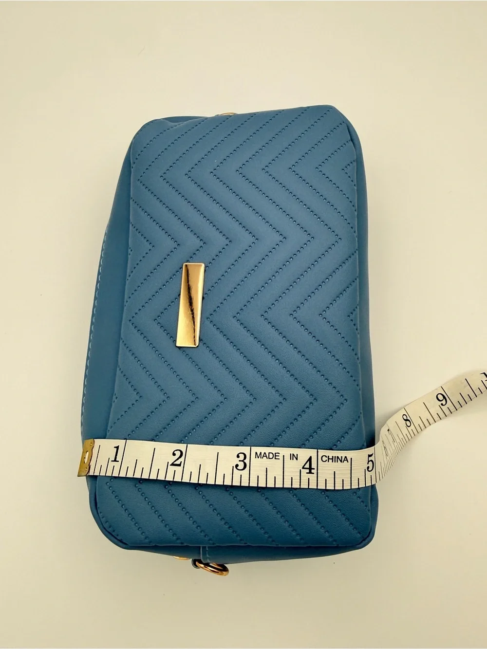 Light Blue Quilted Crossbody Travel Makeup Bag with Matching Strap NEW